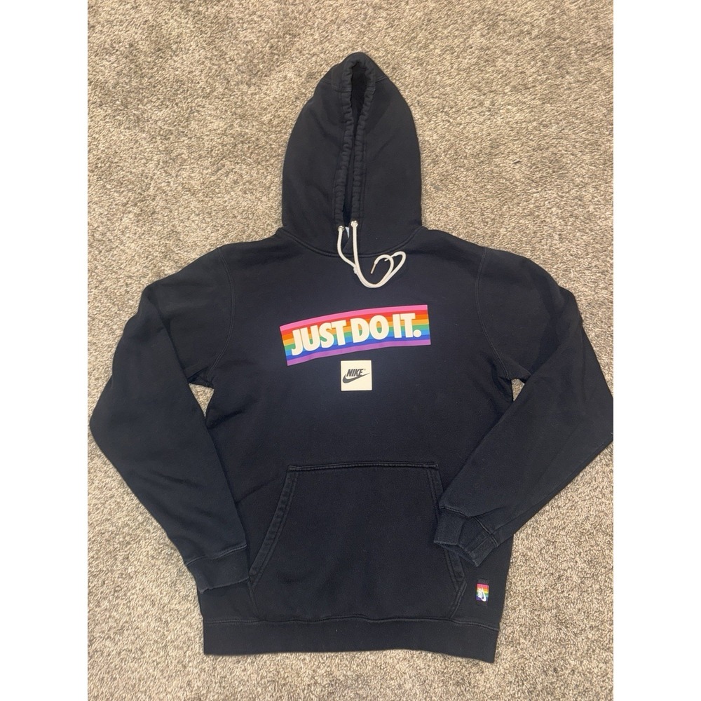 Nike Just Do It Rainbow Pride Hoodie Black Size Small (477)